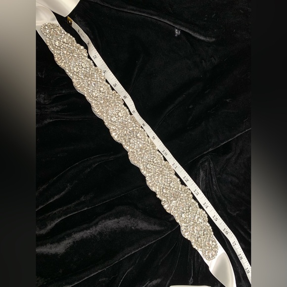 Bride Belt Rhinestone Tie Waist Sash Wedding Dress Satin Ribbon Crystal Pearl main image 11